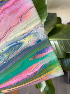 Rainbow Road - 8" x 8" Resin Painting on Wood